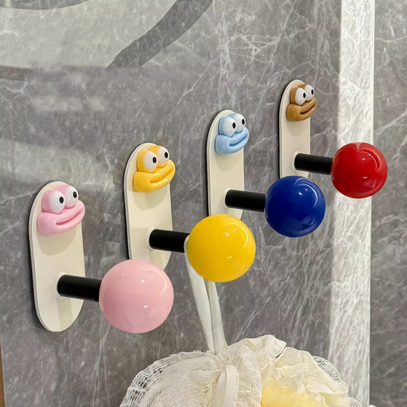 Dopamine Bathroom Hook Punch-free Strong Adhesive Household Bathroom Creative Wall Hanging Towel Storage Hook