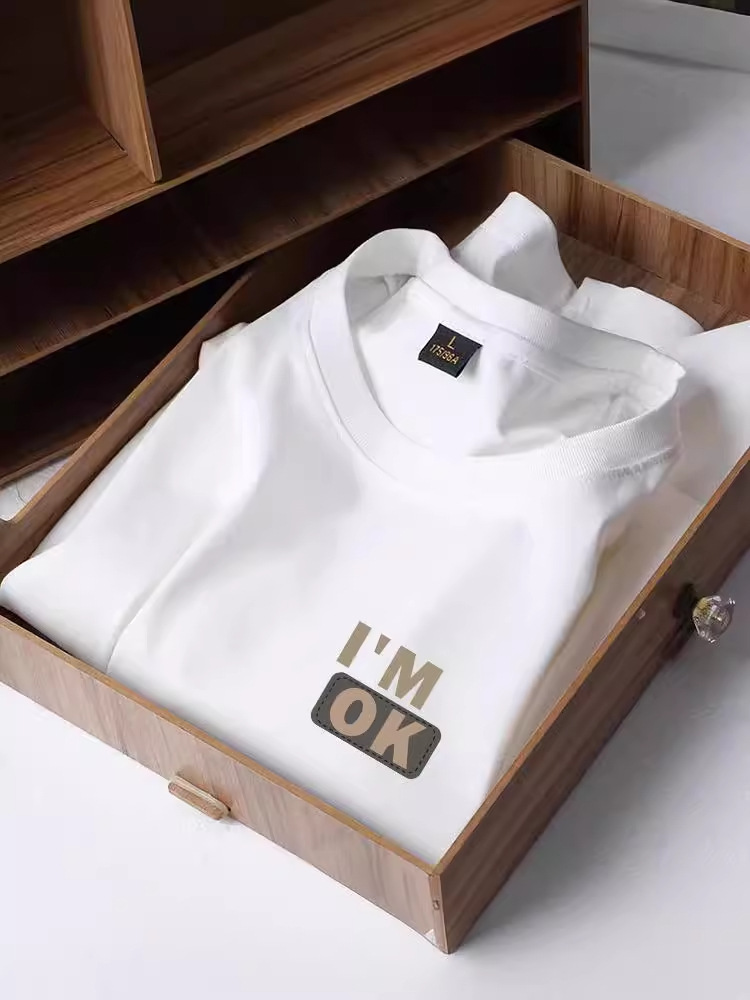 Verano de Hong Kong blanco cuadrado seda de hielo de cuello redondo camiseta de hombre impresa casualidad vintage camiseta de pareja