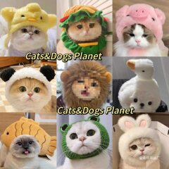 猫咪可爱搞怪变装帽宠物帽子金渐层英短德文狗狗汉堡头套卡通头饰