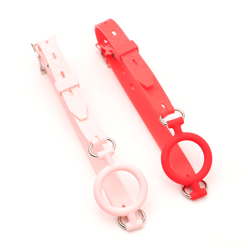 Silicone O-Ring Mouth Gag, Black Adjustable Training Prop for Adults — detail image 5