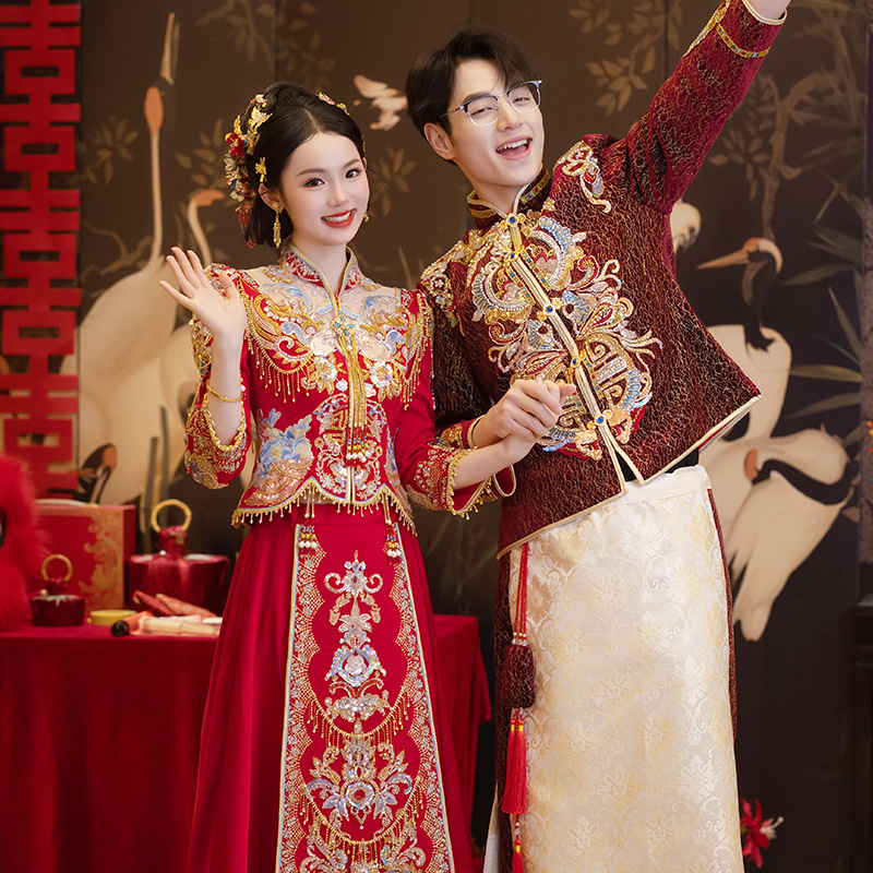 原创奢华中式秀禾服婚服2025新款新娘华丽结婚敬酒服显瘦凤冠霞帔|undefined