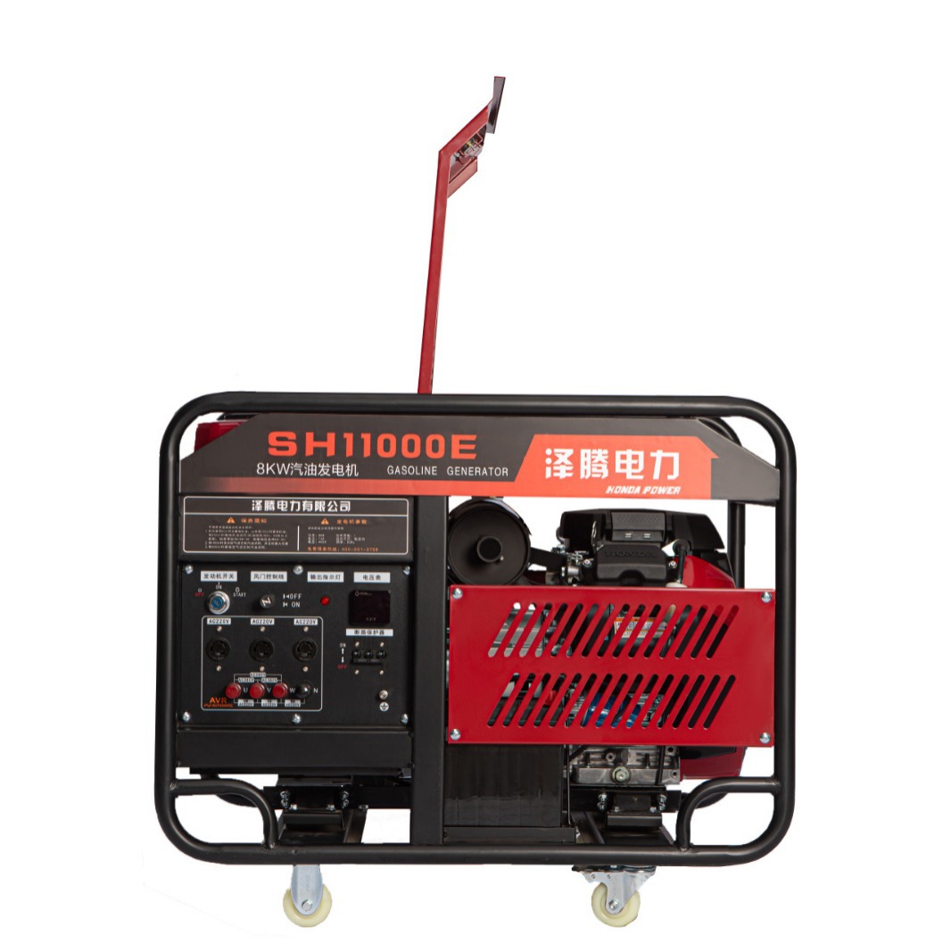 8KW汽油发电机 单缸风冷  移动滚轮   招投标资质齐全单三相电压