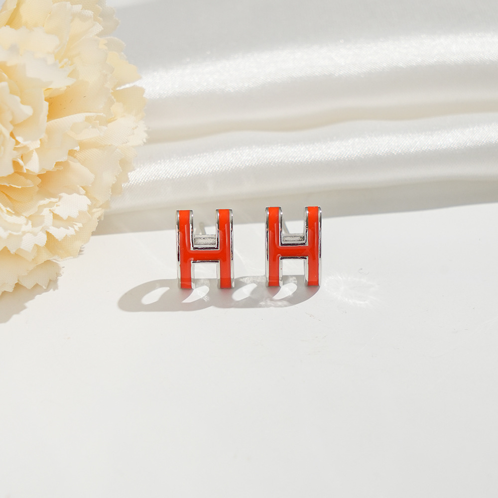 Steel orange earrings