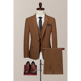 2024 Suit Korean-style Three-piece Groom Wedding Dress British-style Business Casual Slim-fit Men's 0517