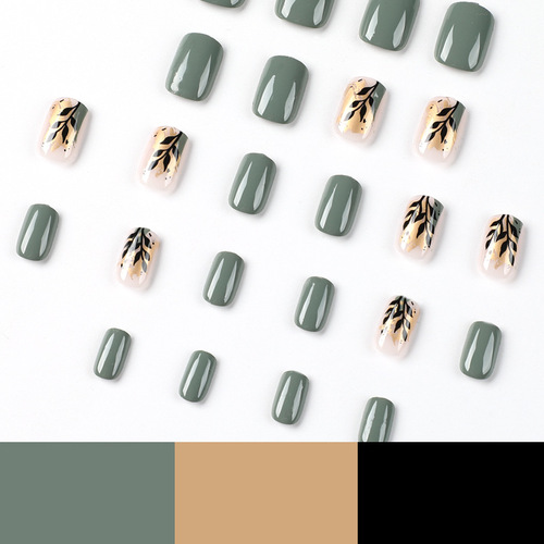 Nail Art Gold Foil Leaf Short Nail Art Stylable Press On Nails Removable Nail Art Accents