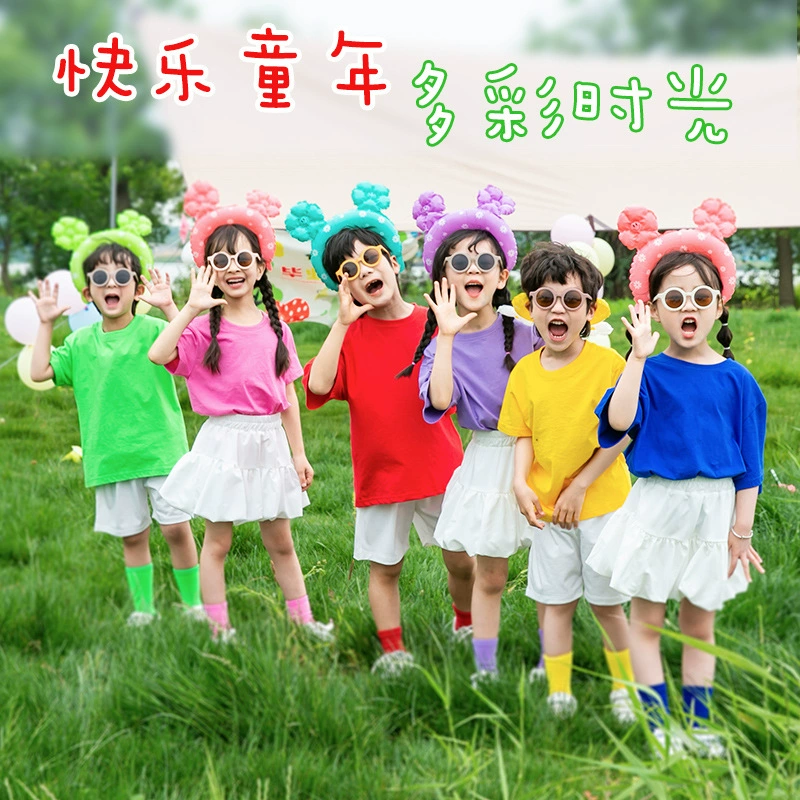 Детский костюм для выступлений Детский сад Танцы ярких цветов Выпускная фото-футболка Костюм для Черлидинга для учеников начальной школы