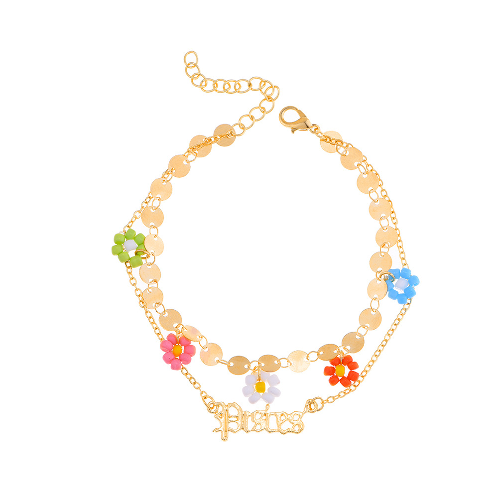 Wholesale Creative Beads Flower Letter Constellation Anklet Nihaojewelry display picture 22