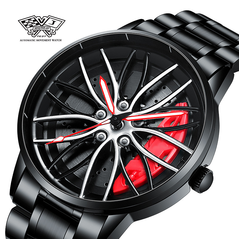 Svj Dropshipping Wheel Watch 360-Degree Rotating Hollow Supercar Modified Caliper Cross-Border Hot-Selling Quartz Watch Svj Dropshipping Wheel Watch 360-Degree Rotating Hollow Supercar Modified Caliper Cross-Border Hot-Selling Quartz Watch