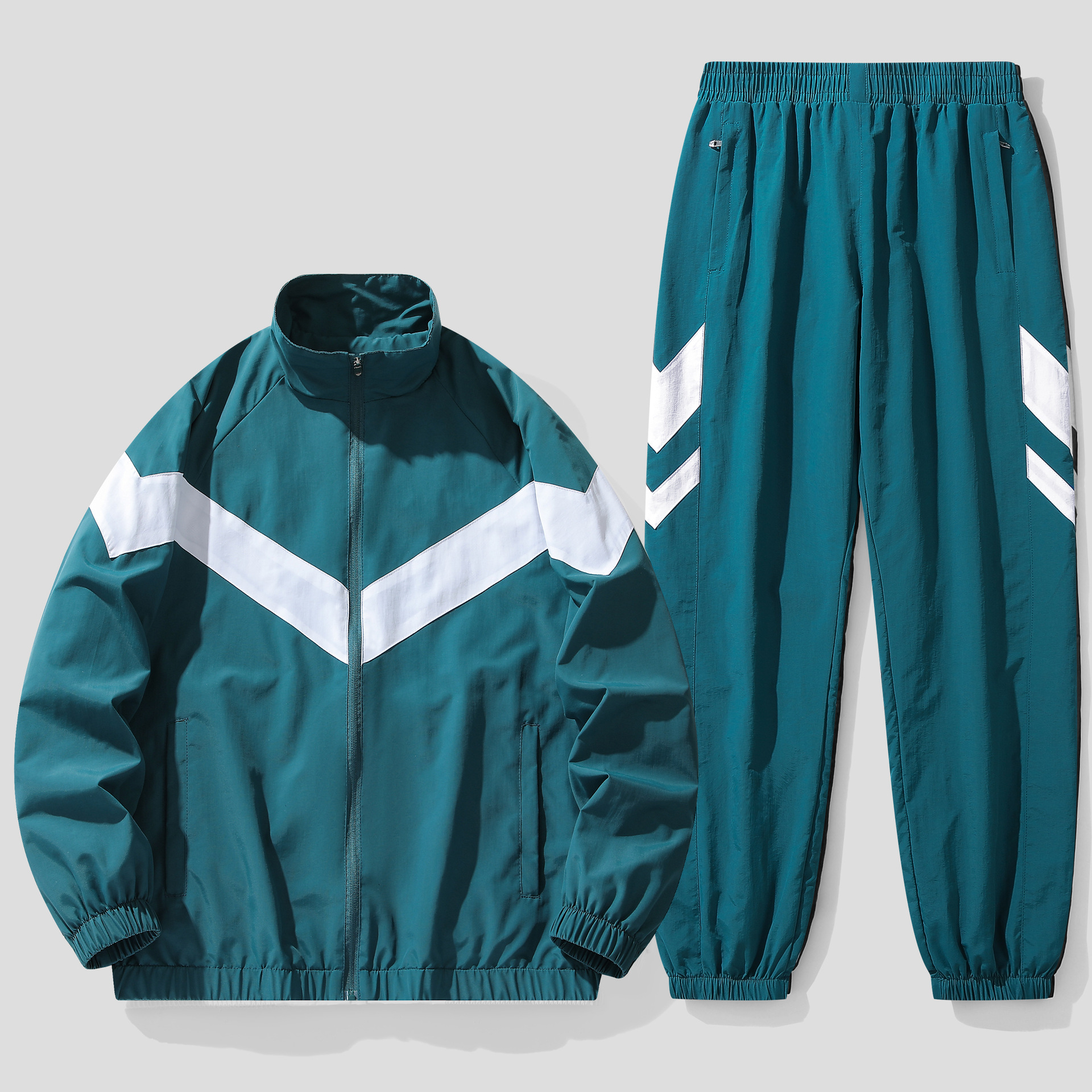 Cardigan de cuello vertical, malla transpirable Taslon, chaqueta de hombre, pantalones casuales deportivos, uniformes escolares de secundaria