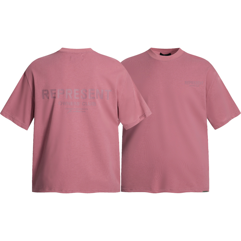 High Street REPRESENT Impresión de letras minimalistas desgastado retro lavado hombres y mujeres sueltos camiseta casual de manga corta marea