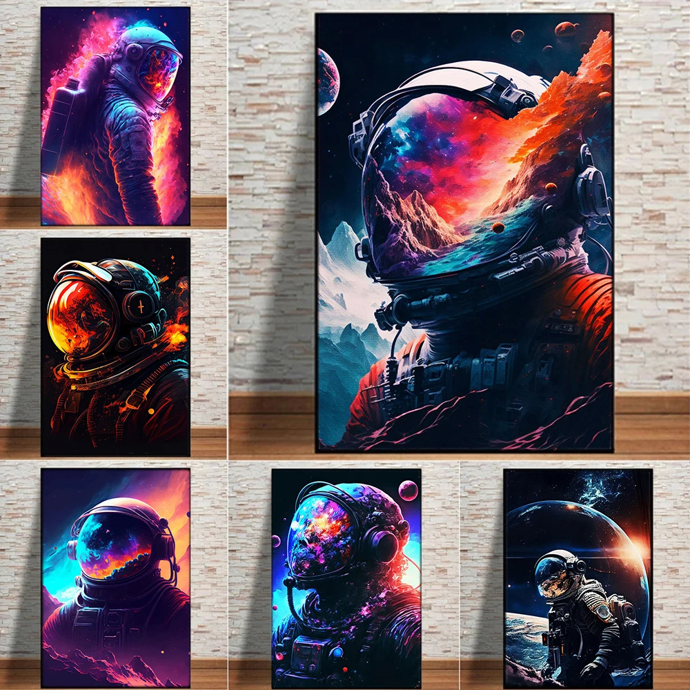 Cyberpunk E-sports Room Canvas Frameless Painting Astronaut Art Hanging Painting Bar Internet Cafe Decorative Painting