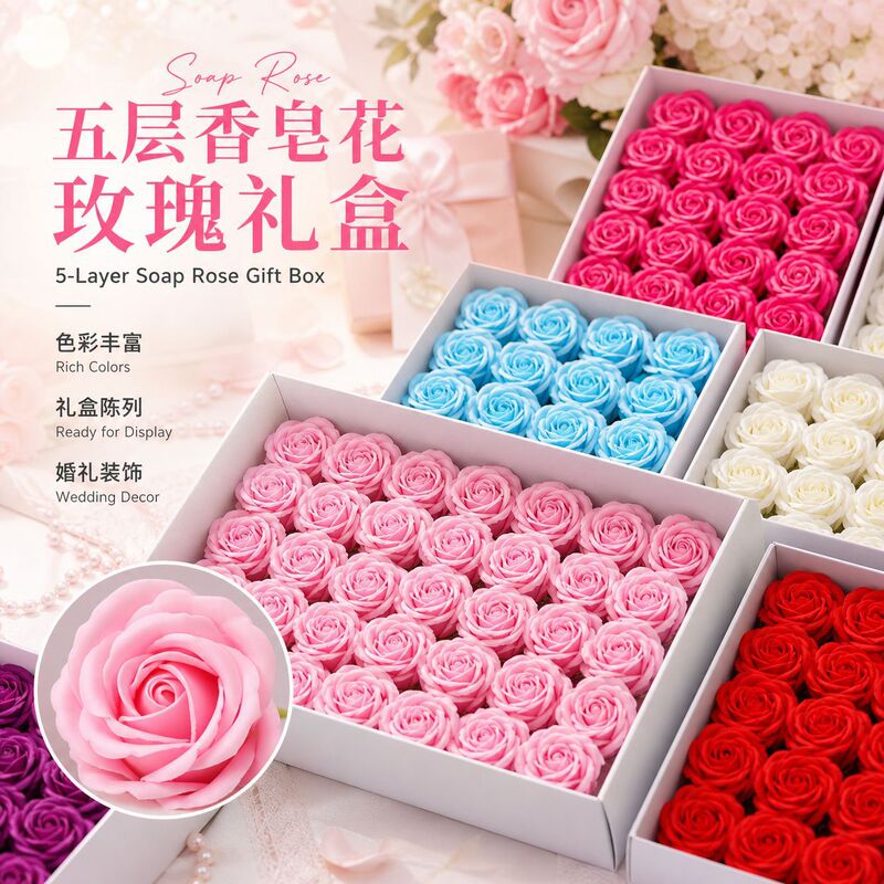 Christmas Three-Layer Eternal Soap Flower Rose Handmade Flower Shop Floral Materials Bouquet Soap Flowers Teacher's Day Christmas Three-Layer Eternal Soap Flower Rose Handmade Flower Shop Floral Materials Bouquet Soap Flowers Teacher's Day