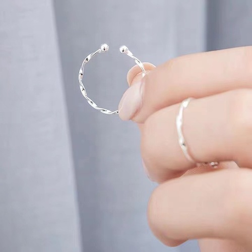 925 sterling silver ring for women Korean ins trendy opening adjustable plain ring thin tail ring little finger cold style high-end decoration