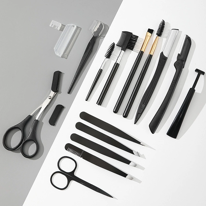 Eyebrow Trimming Kit, multi-piece grooming set with anti-scratch trimmer & precision tweezers