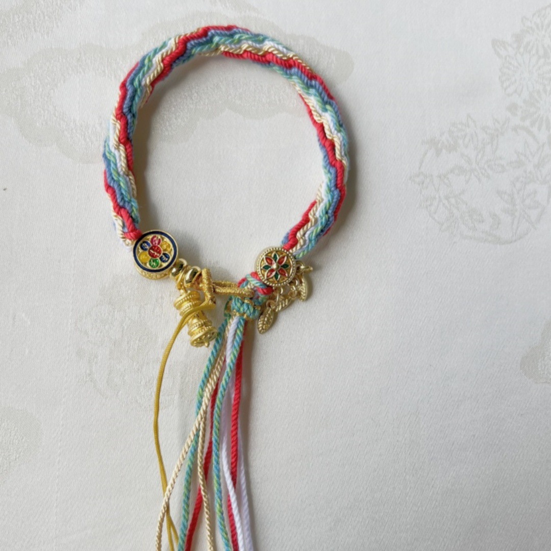 Mano tejida estilo Xizango mano cuerda zachilam mano cuerda verde madre cinco maestro thangka pulsera Xizanga mano cuerda regalo femenino