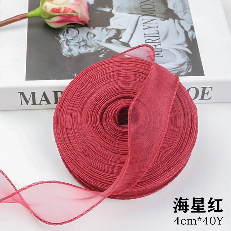 En stock al por mayor 4cm Phnom Penh fishtail hilo llano envuelto flor amplia cinta onda cinta ramo de flores material de embalaje