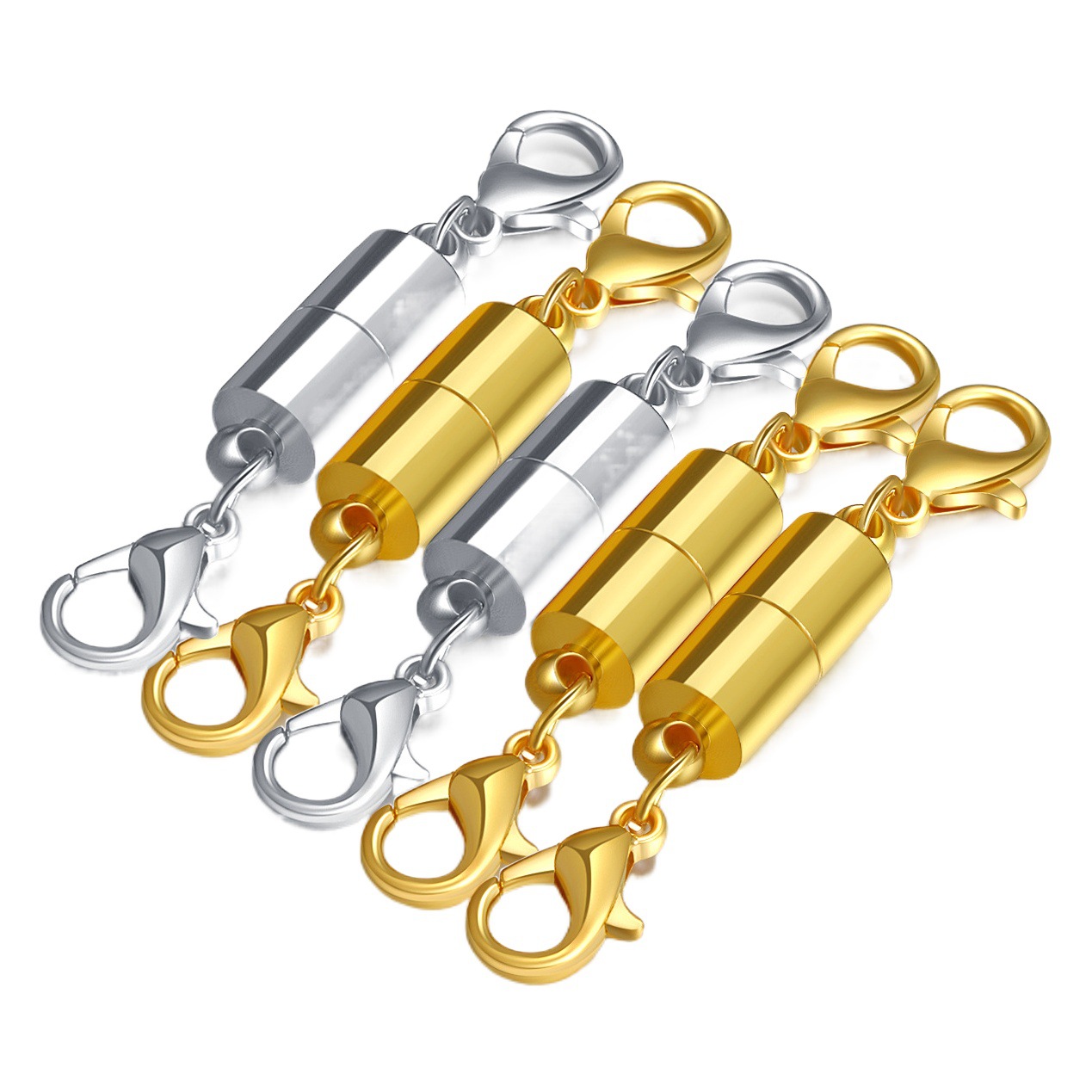 Diy joyería imán cilíndrico hebilla accesorios oro plata diamante bola collar imán langosta hebilla collar pulsera hebilla de conexión