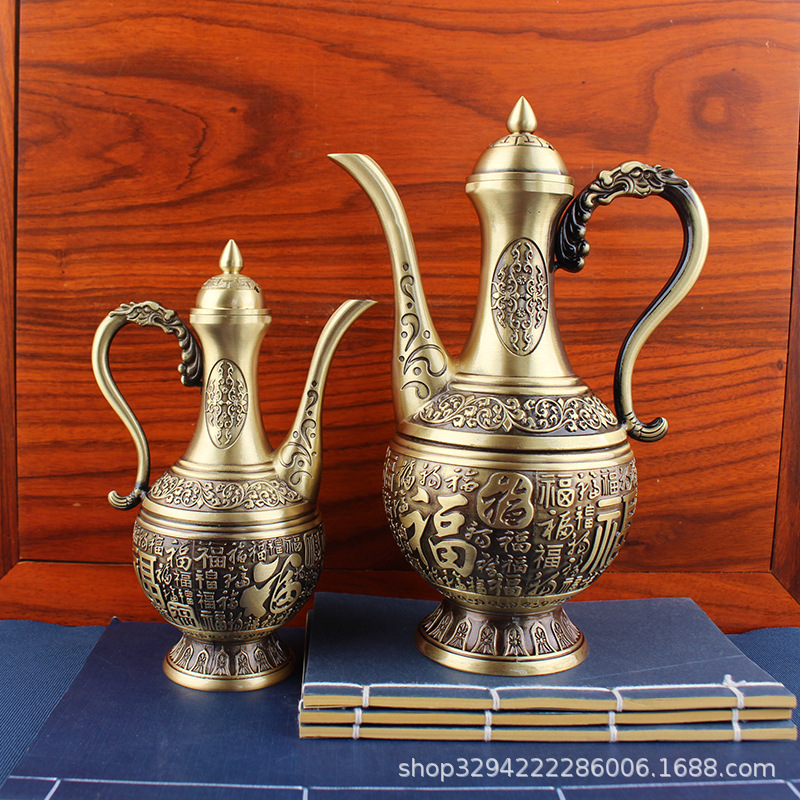 Brass Embossed Baifoo Wine Bottle Ornaments Desktop Creative Home Wine Cabinet Wine Banquet Accessible Luxury Baifoo High Wine Bottle Ornaments