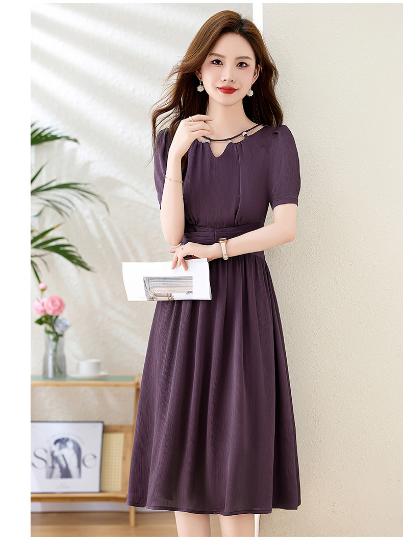 Váy midi mùa hè thời trang sang trọng, thiết kế thon eo, dáng dài vừa phải JX3320 — Màu đỏ rượu, Màu tím chi tiết 20