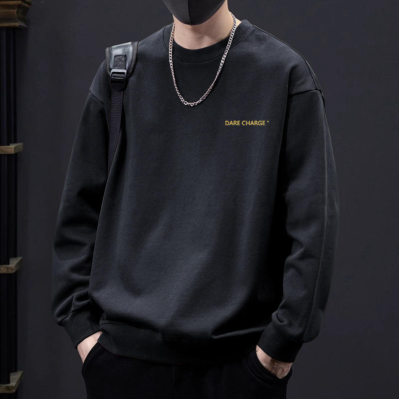 블랙 라운드넥 스웨트셔츠 레귤러스타일-1604 [GL]