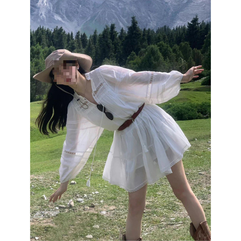 云南新疆西双版纳草原旅游拍照穿搭连衣裙女民族度假沙滩短裙春夏|undefined