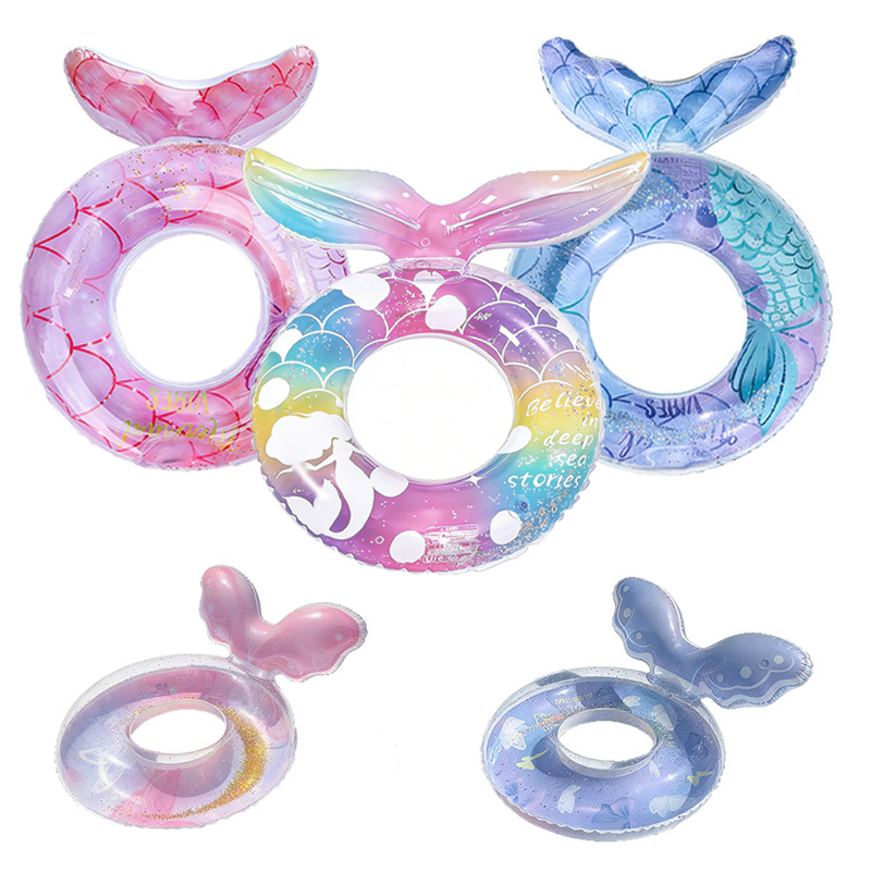 Swimming Ring Outdoor Water Toys for Adults and Children Mermaid Swimming Ring Inflatable Lifebuoy Floating Ring with Great Buoyancy