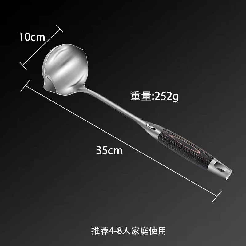 メーカー卸売304ステンレス鋼製耐油スプーン、長柄、断熱木製ハンドル、鍋用スープスプーン、スープシェル、キッチン用品、断熱、火傷防止|undefined