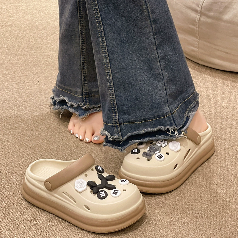 04 новые модные ботинки Baotou дырки для женщин летом носить мультфильм в помещении и снаружи