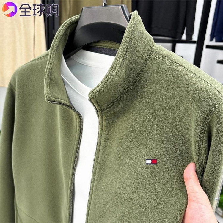 Tommy Hilfiger Genuine Men's Fleece Jacket Fleece Cardigan 2025 Spring and Autumn Warm Sweatshirt Casual Jacket