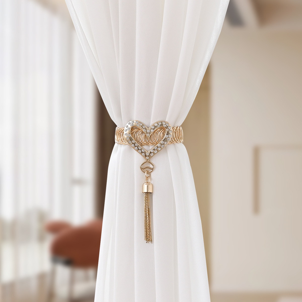 SHEIN transfronterizo venta caliente cortina simple cinturón cortina hebilla cortina sala de estar europea y americana cortina dormitorio cortina cordón fábrica al por mayor