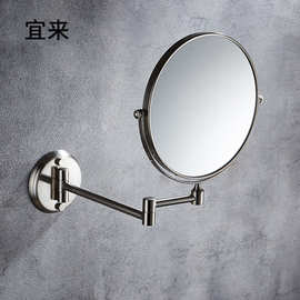 打孔化妆镜浴室壁挂墙贴酒店双面美容镜伸缩折叠卫生间放大镜子