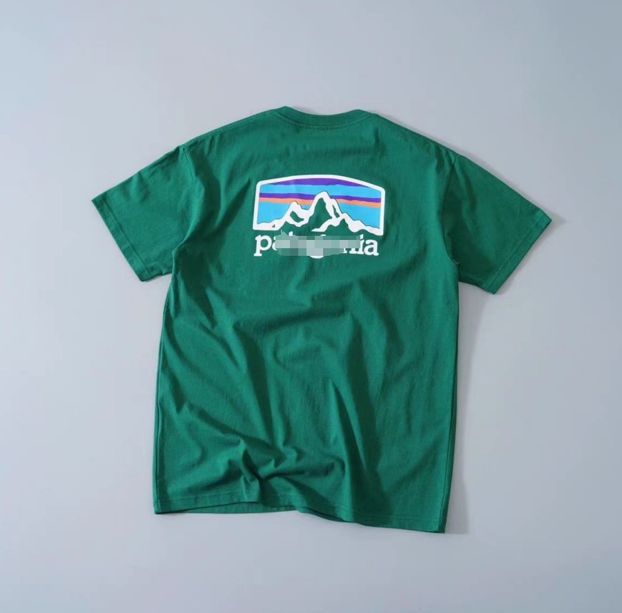 Comercio exterior verano montaña impresión casual suelta cuello redondo camiseta de manga corta hombres y mujeres parejas