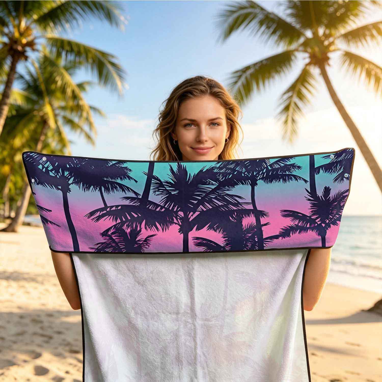Printed bath towel and car seat cover 2-in-1, ultra-fine fiber outdoor beach and car dual-use universal seat cushion