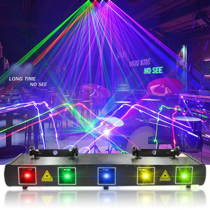 Пятибросовое лазерное излучение полноцветное сканирование линии лазерного шаблона проекционный свет бар атмосфера вечеринки сценические огни
