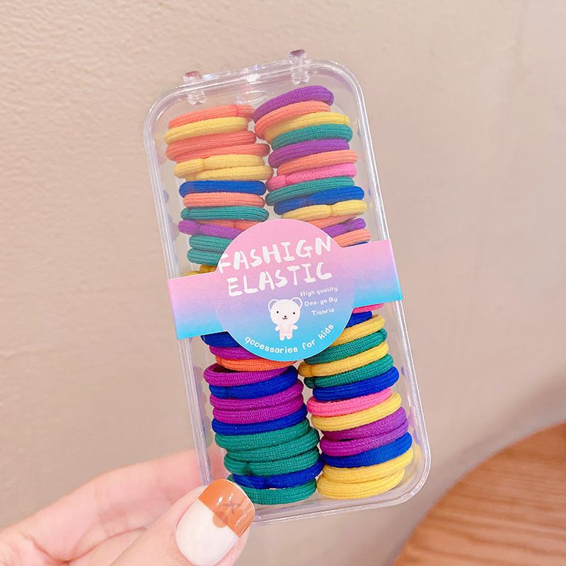 Caja de bebés correa de goma de color no daña el cabello bebé anillo de cabello duradero pequeña cuerda de cabeza de niña correa de goma para niños