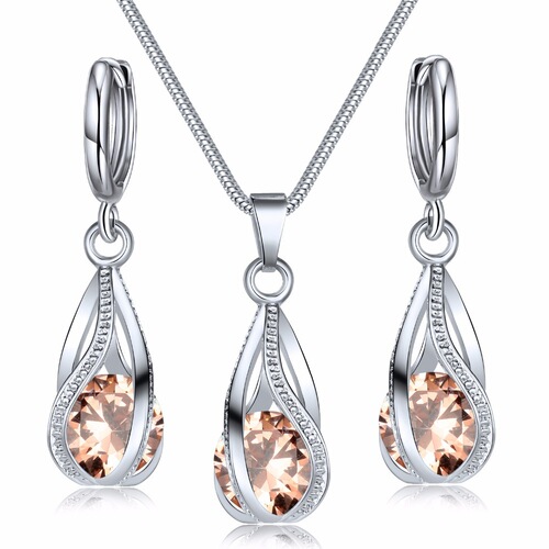 European and American jewelry is AliExpress online fashion zircon crystal pendant earrings two-piece set cross-border jewelry