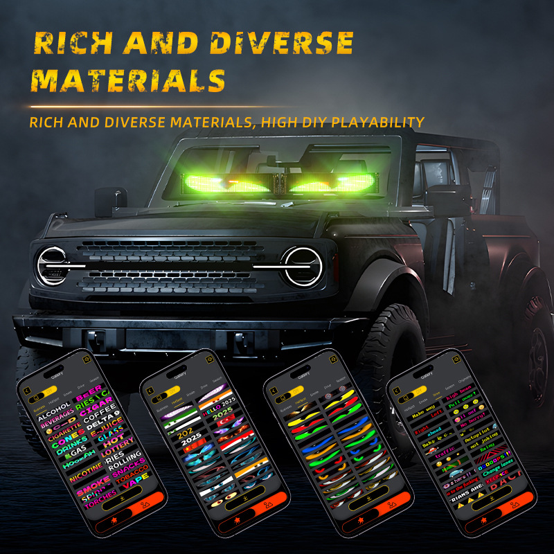 LED pantalla suave ventana delantera y trasera vidrio rgb pantalla flexible camión diablo ojo dinámico diablo ojo lámpara de coche