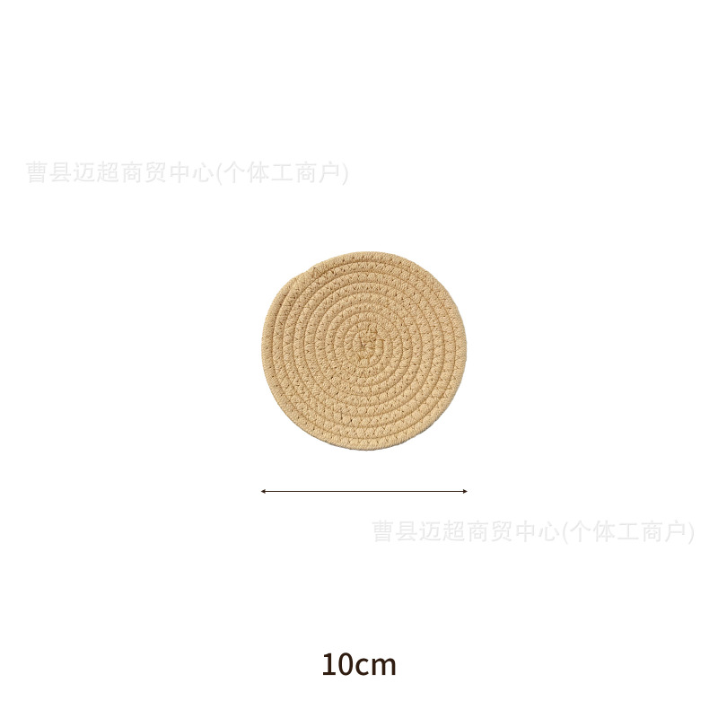 現物の綿織のコースターの円形の食卓の防熱マットのシンプルな日本式のシンプルな食事マットの断熱マットのレストランの砂の鍋のマット|undefined