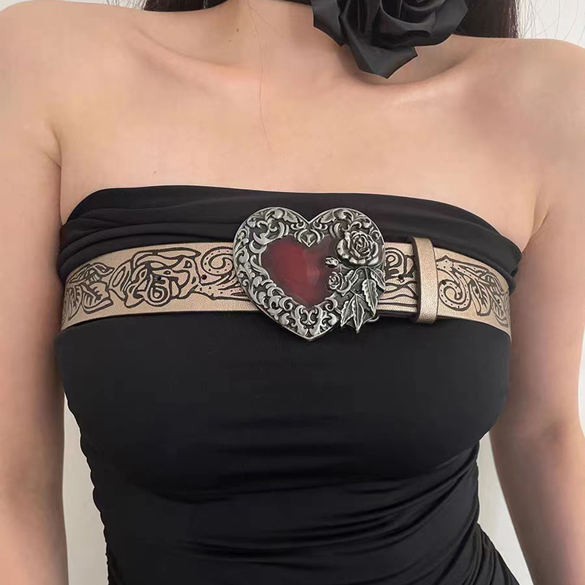 200g Weight Belt Classification 1 Piece Quantity Holiday, Daily Occasion Pu Leather, Alloy Material Heart Shape Pattern Women's Gender Cartoon Style, Sweet, Simple Style Style Cartoon Style Sweet Simple Style Heart Shape Pu Leather Alloy Women's Leather Belts 2