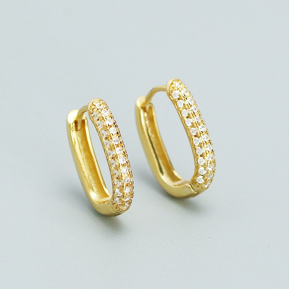 Earrings, shiny sophisticated universal zirconium, silver 925 sample, micro incrustation