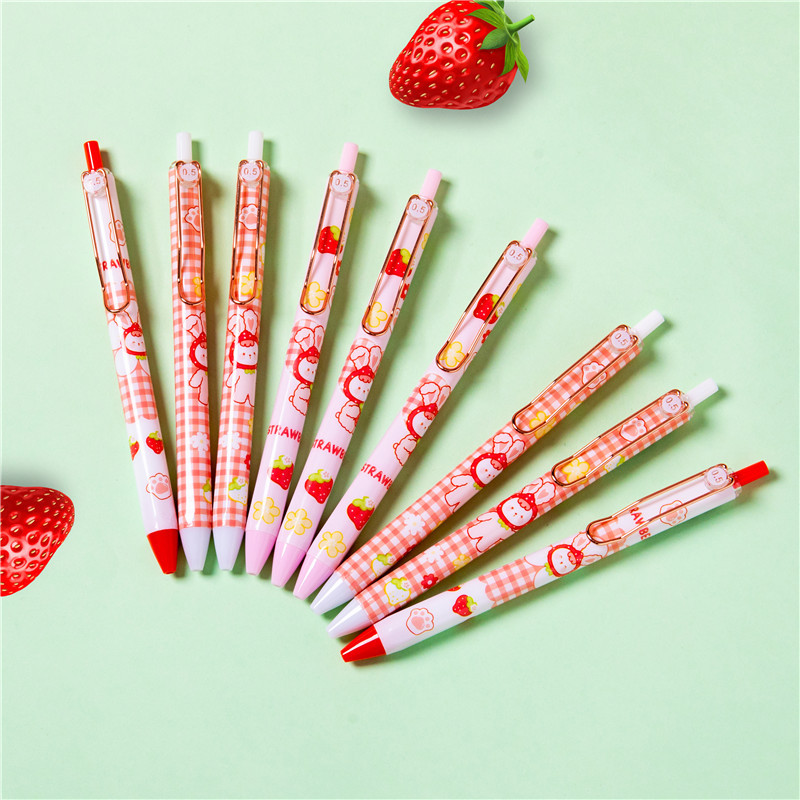 Pluma de estudiante creativa negra, bala de 0,5mm, pluma de góner de prensa, pluma negra, Jane Dan, mermelada cultural y creativa, conejo a granel