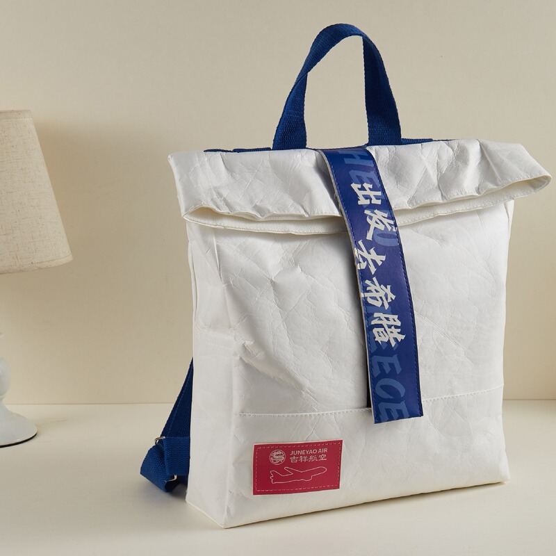 Dupont Paper Bag Backpack Bag for Male and Female Students Cross-Body Backpack Customized Washable Kraft Paper Dupont Paper Bag Customized