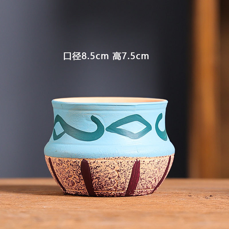 13 pequeños fabricantes de macetas de flores mediterráneas de carne directa de cerámica simple, cerámica roja retro, maceta especial al por mayor