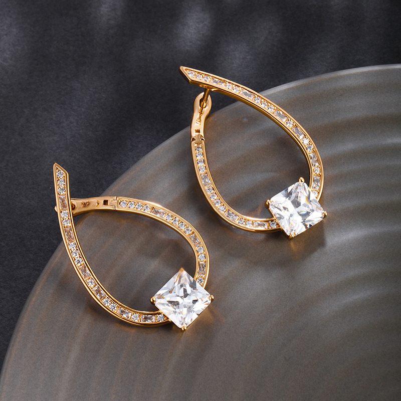 Xuping aretes de gota de agua coloridos gemas artificiales incrustadas estilo europeo y americano personalidad temperamento auriculares