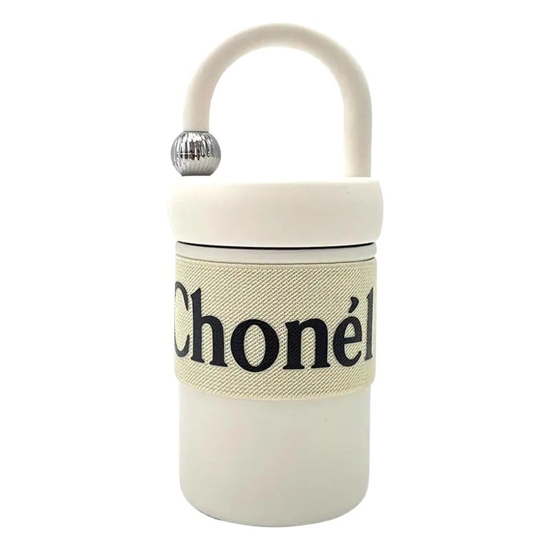 Nueva taza de vacío de estilo Chanel regalo portátil de acero inoxidable de doble capa para niñas de alta gama francesa