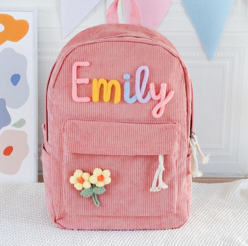 Cross-border etsy rope embroidered school bag Harajuku ulzzang high school student personality velvet college style backpack women's backpack