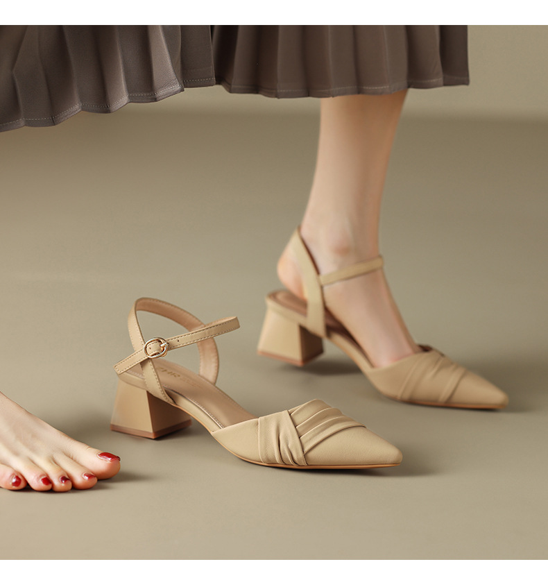 Sandal nữ mũi nhọn quai ngang phong cách Hàn Quốc — BL135 màu đen chi tiết 12