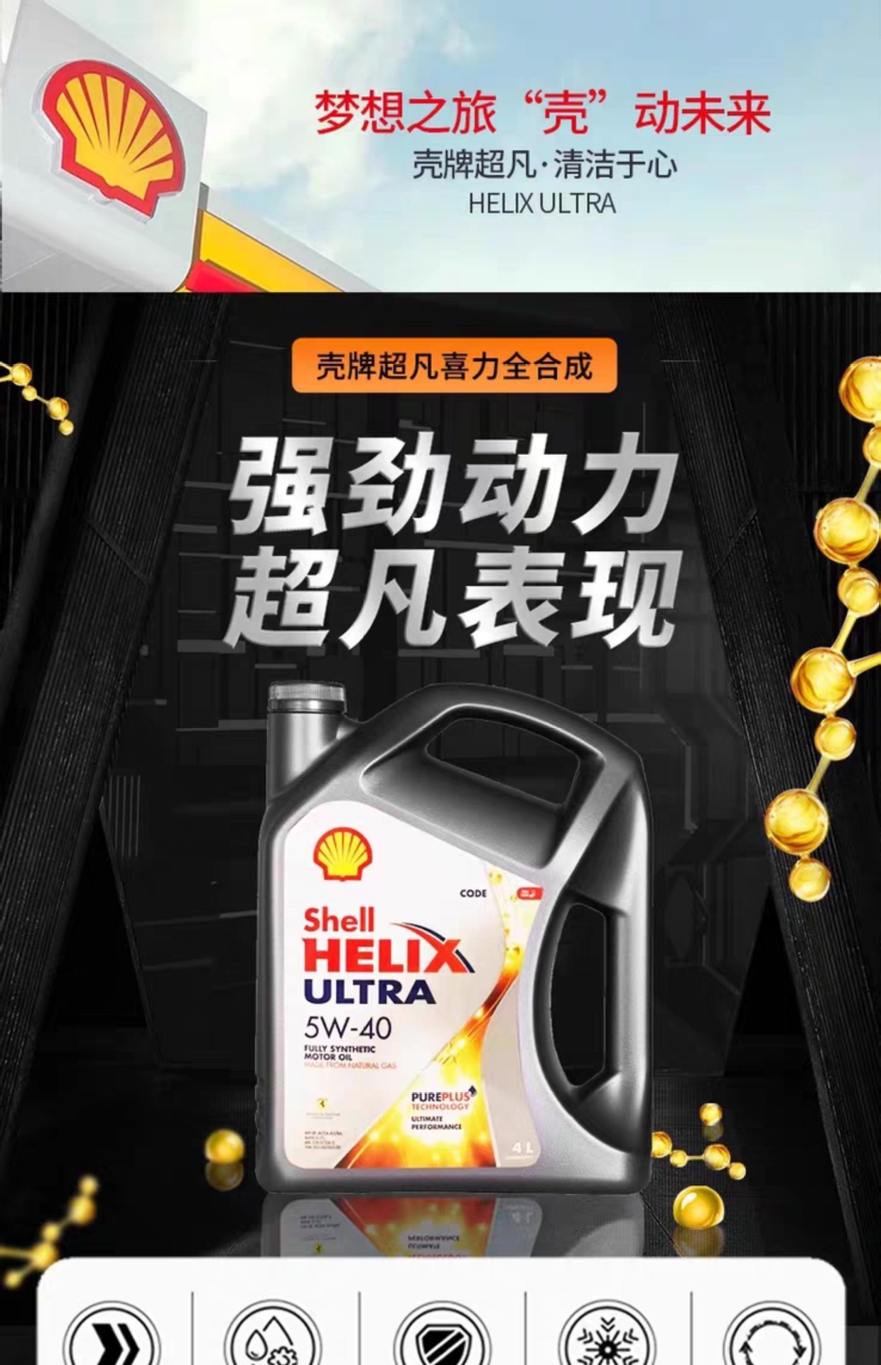 Suitable for Shell/Shell Grey Shell 5W-40 fully synthetic engine oil, Ultra Helix automotive engine oil 4L original