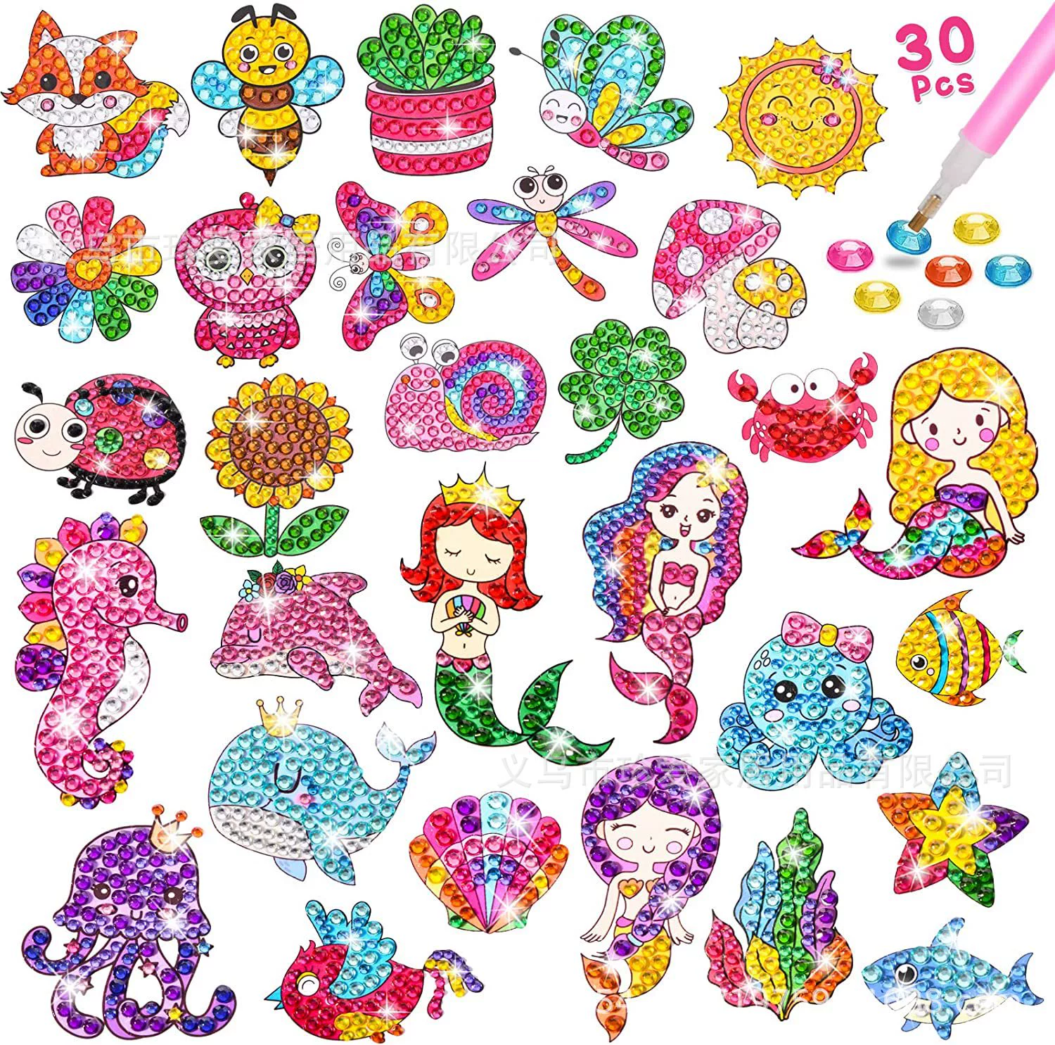 5D детский набор для алмазной мозаики sticker DIY, повседневные животные дизайны, разные размеры (наклейка и стразы)