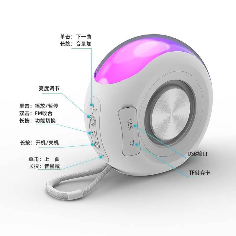 新しいカタツムリbluetoothスピーカーのプレゼントミニ雰囲気リズムランプスピーカーのサブウーファ屋外携帯型オーディオ|undefined
